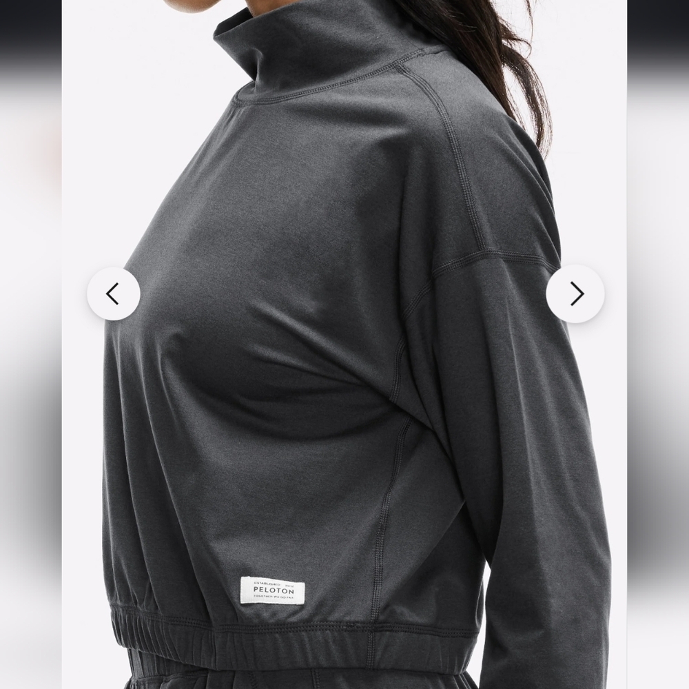 Peloton Dreamblend Charcoal Grey Mock Neck Cropped Pullover Size 1 X